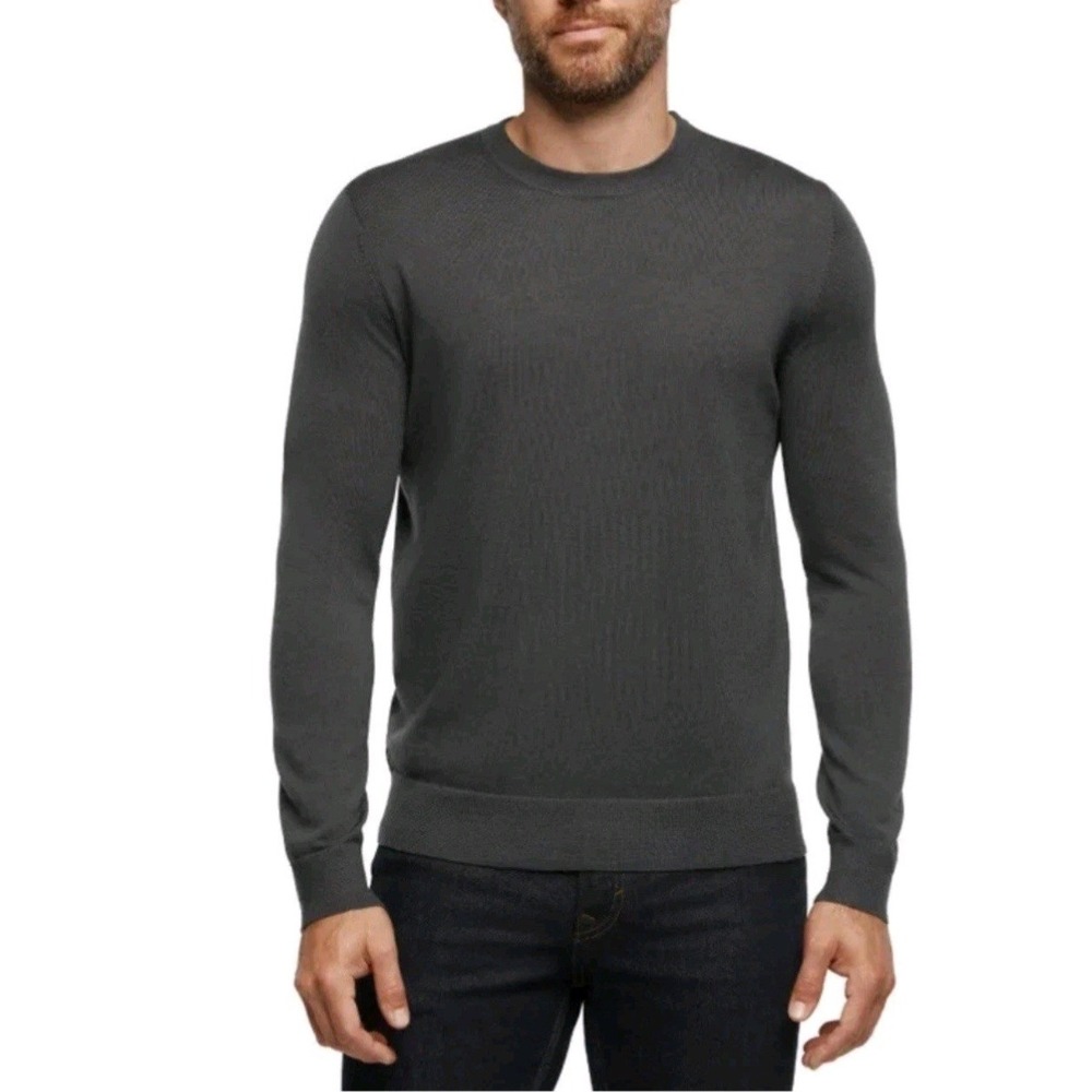Banana Republic Gray 100%‎ Merino Wool Crewneck Lightweight Sweater Size XL